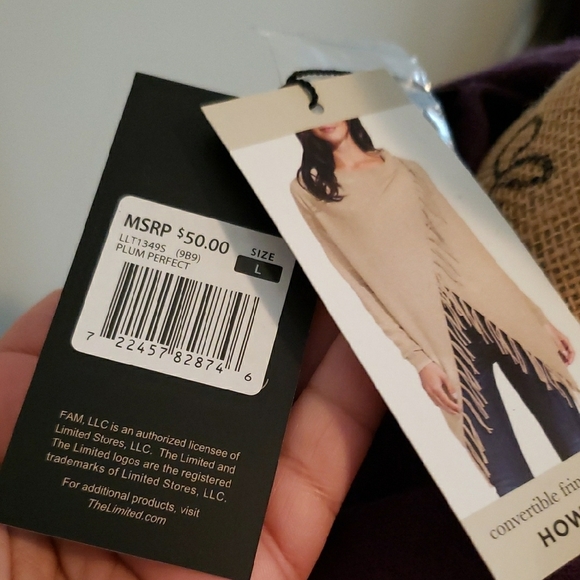 The Limited Purple Shrug with Long Sleeves and Relaxed Fit - Picture 2 of 5